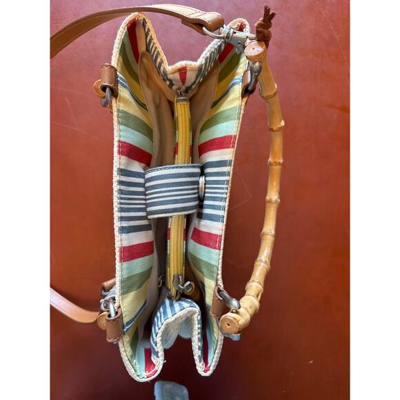 Fossil Woven Bag Bamboo Handle Crossbody Nautical Style Purse - Picture 4 of 8